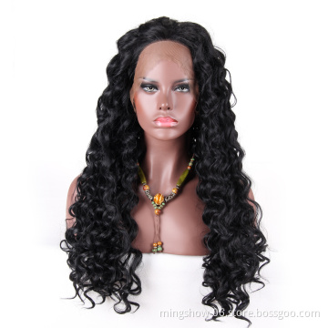 2020 hot selling design front lace synthetic wig,long curly black to brown ombre hair wigs